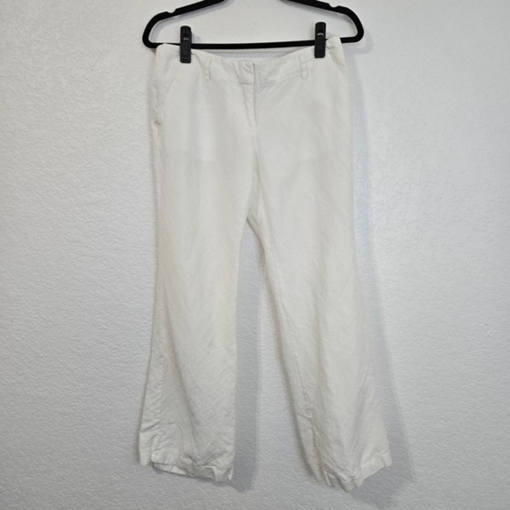 Ann Taylor White Linen Blend Wide Leg Dress Pants Size 4 Quiet Luxury Minimalist